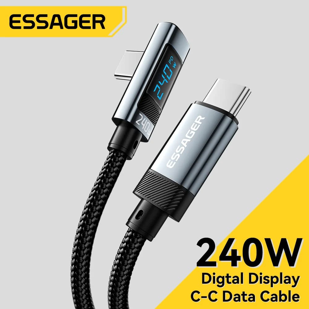 240W USB-C naar USB-C kabel met 90-graden hoek