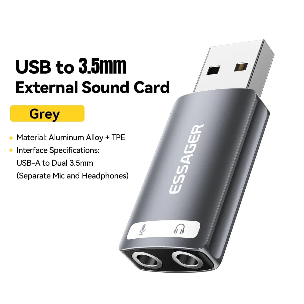 Externe USB Geluidskaart met 3.5mm Audio Adapter