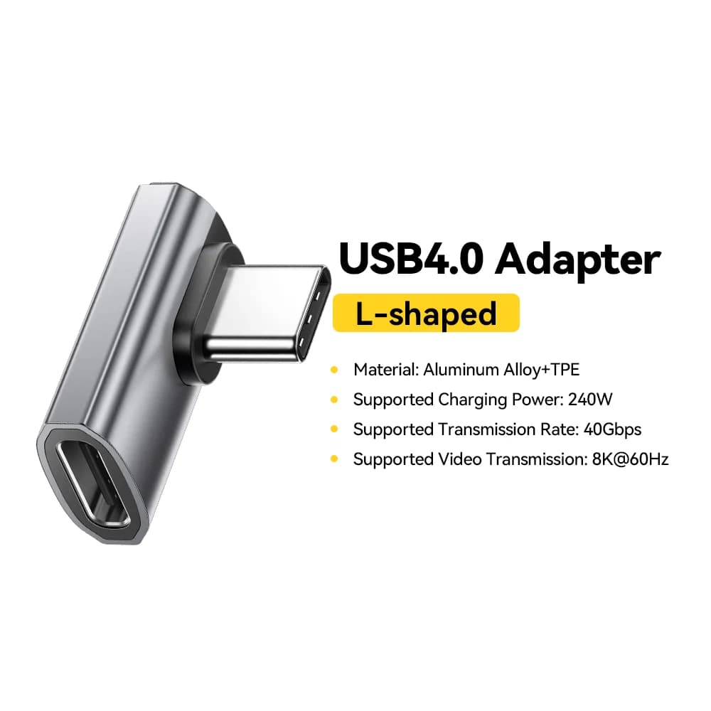 USB4.0 240W 90-Graden OTG Data Adapter 8K