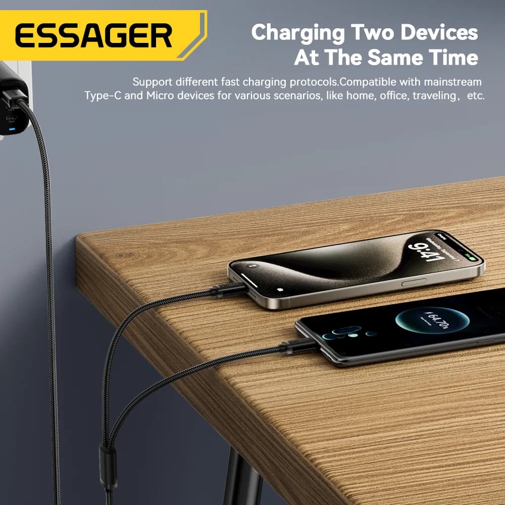 2-in-1 USB Type-C en Micro USB Sneloplaadkabel