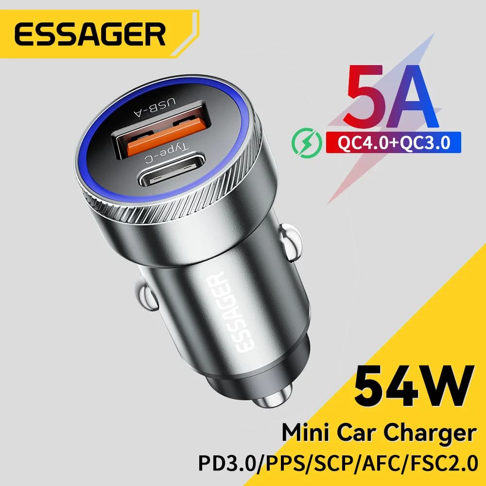 54W USB Autolader met PD en QC 3.0
