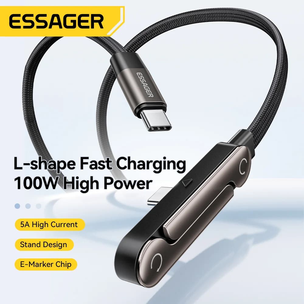 Opvouwbare USB Type-C kabel 100W met telefoonhouder