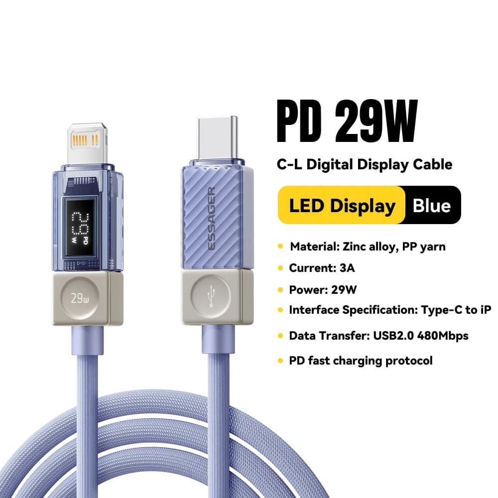 USB-C naar Lightning-kabel met digitaal display