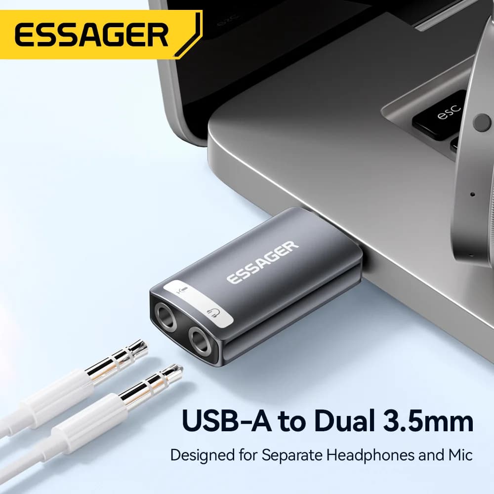 Externe USB Geluidskaart met 3.5mm Audio Adapter