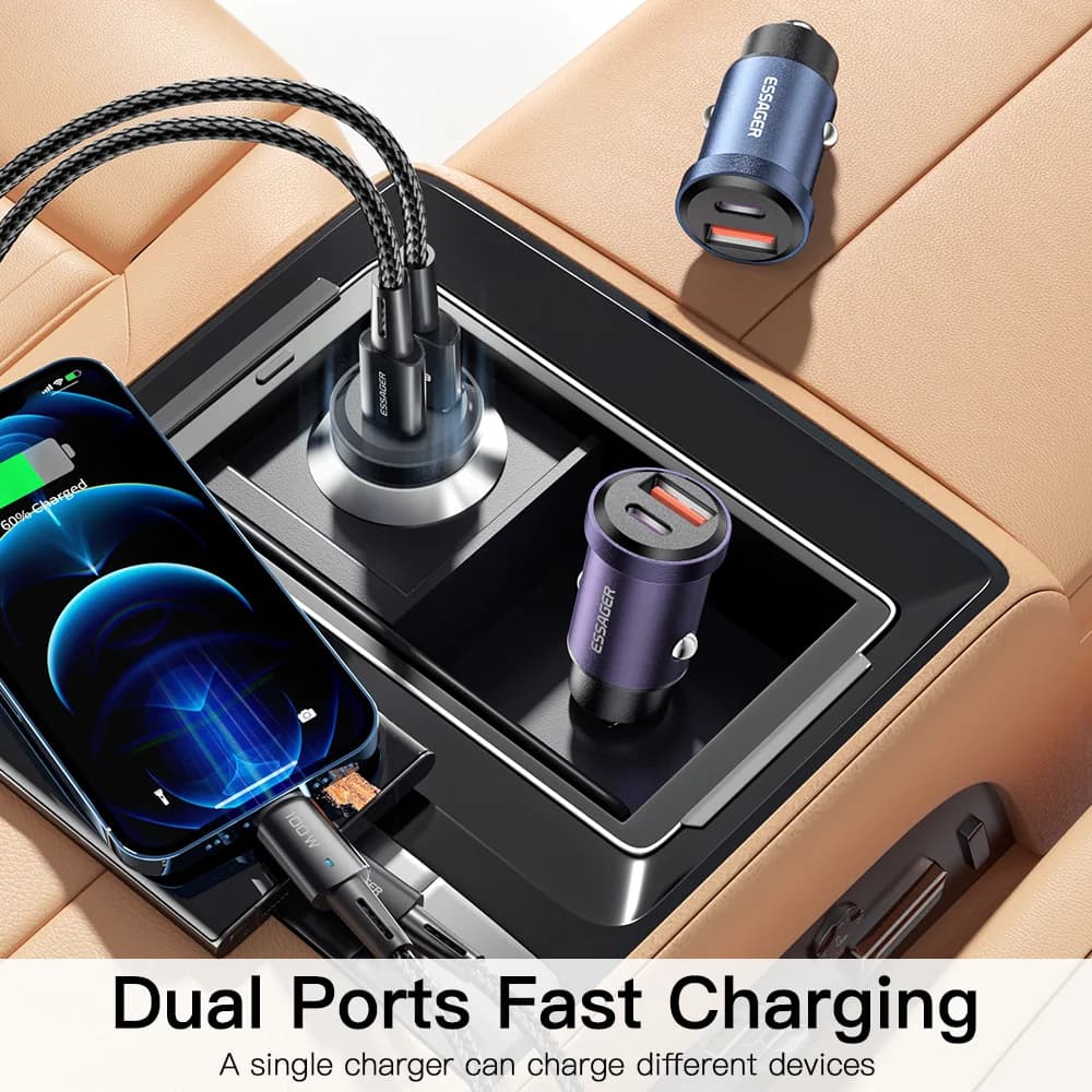 30W USB-C auto-oplader, Quick Charge 4.0