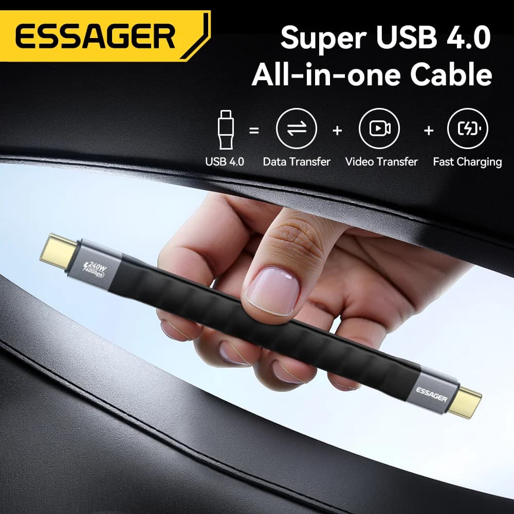 USB 4.0 Type-C kabel met 40Gbps data en 8K video