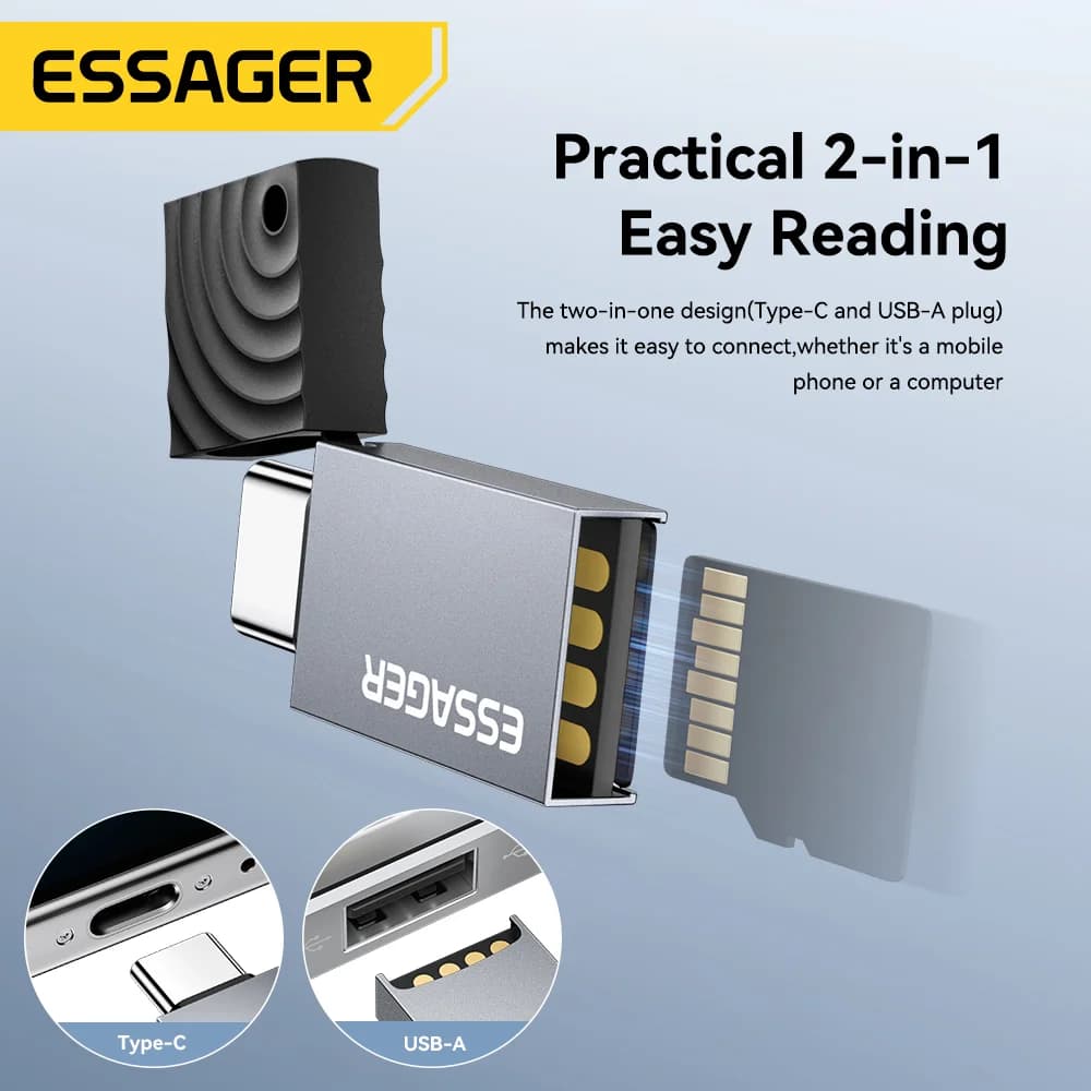 2-in-1 USB-C en USB 2.0 kaartlezer