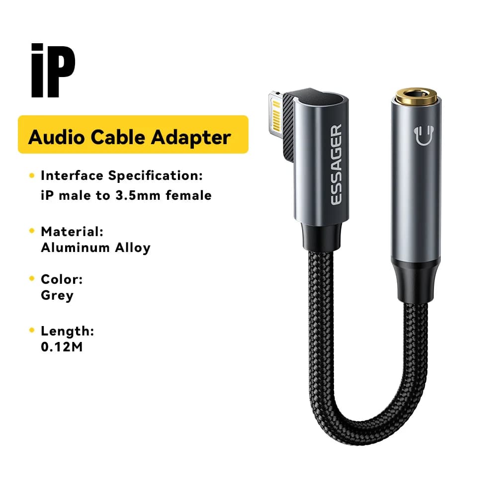 L-vormige USB-C naar 3.5mm Audio Adapter