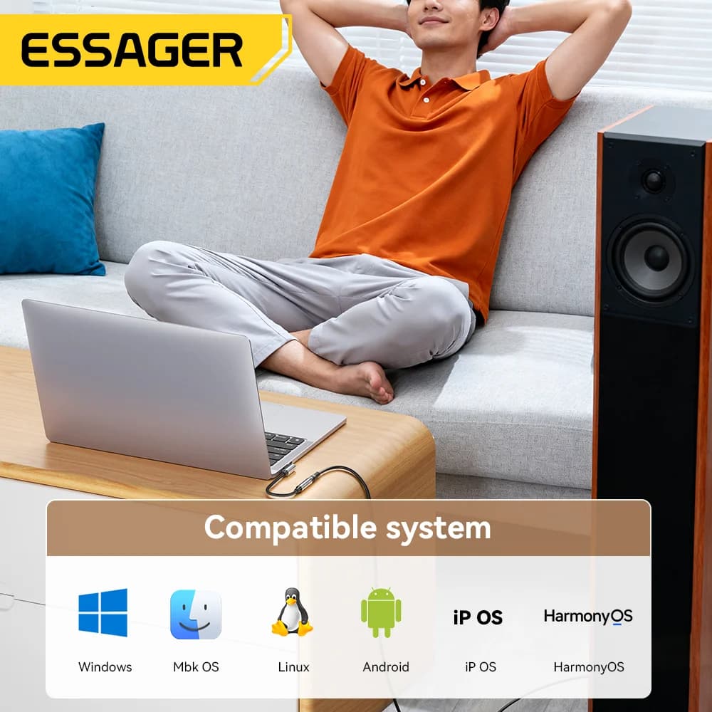 L-vormige USB-C naar 3.5mm Audio Adapter