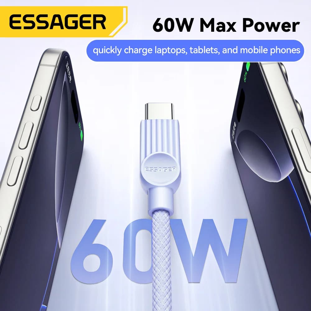 60W gekleurde USB-C naar USB-C snellaadkabel