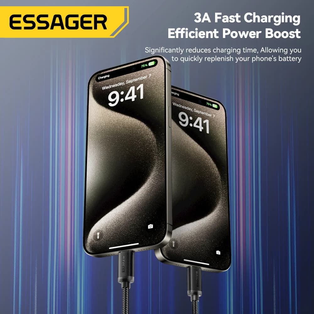 3A USB-A naar USB-C Snelladen Datakabel