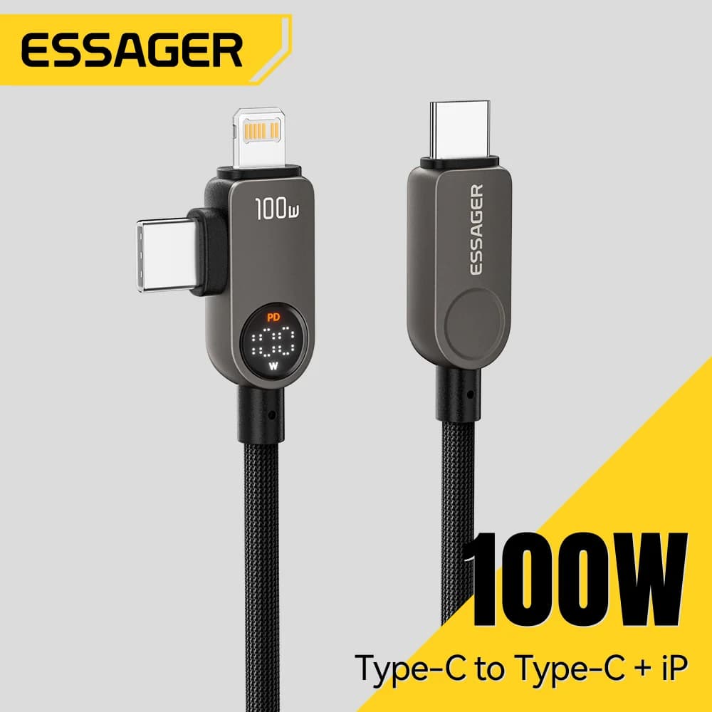 2-in-1 USB-C naar Lightning Kabel, 100W PD