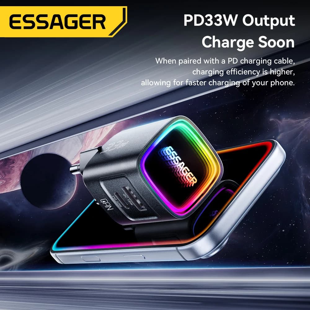 33W GaN USB-C PD Draagbare Oplader