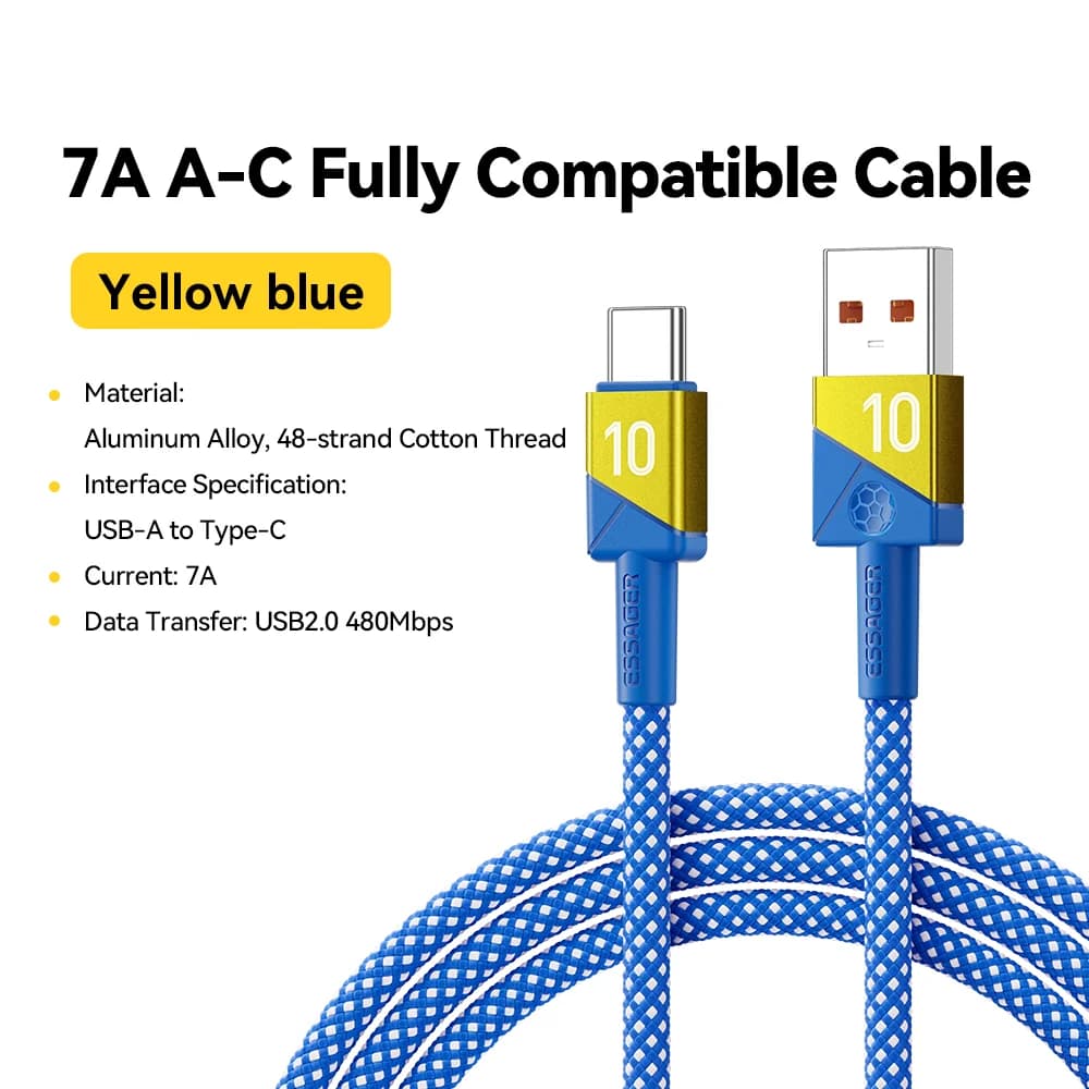 100W 7A USB-C Super Snelle Laadkabel Teamkleuren