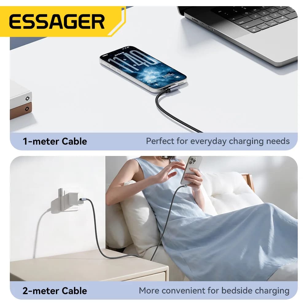 Haakse 100W USB-C naar USB-C snellaadkabel