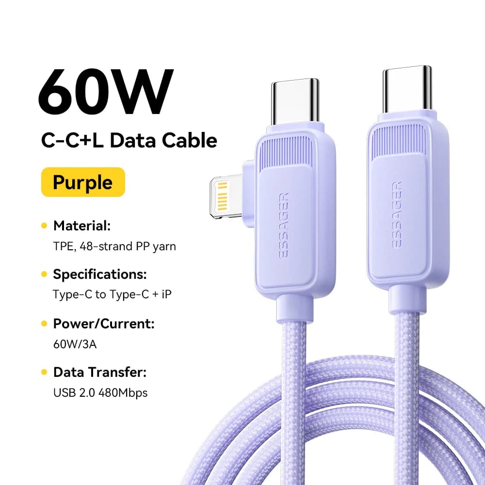 2-in-1 60W USB-C naar Lightning Snellaadkabel