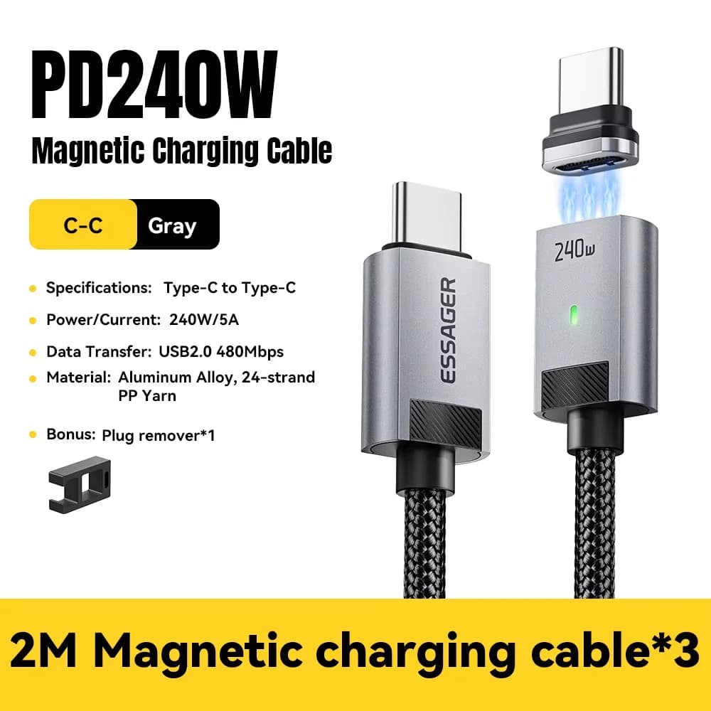 240W Magnetische USB-C naar USB-C Laadkabel