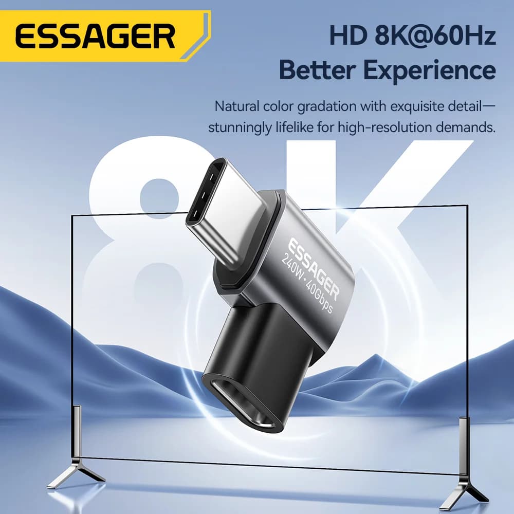 USB4.0 240W 90-Graden OTG Data Adapter 8K