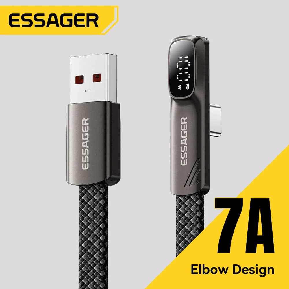 7A 100W USB-C-kabel met haak en digitaal display