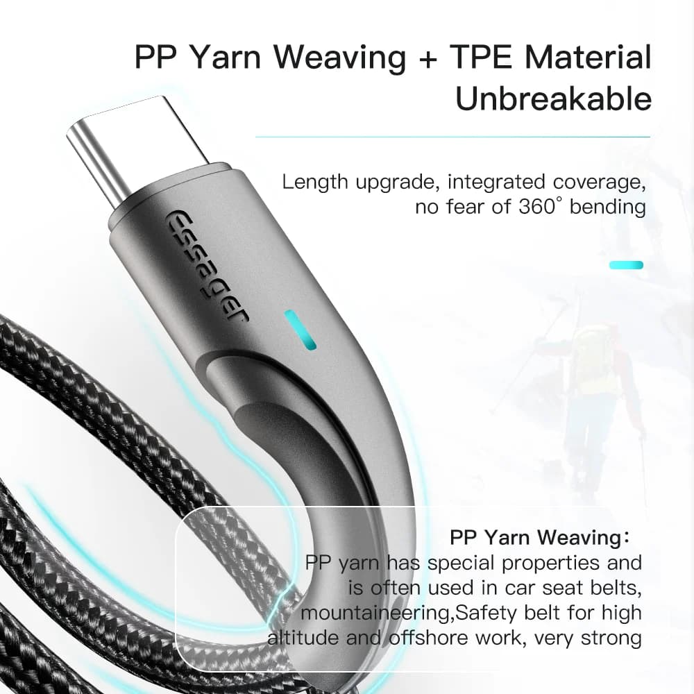 3A USB-A naar USB-C snellaadkabel