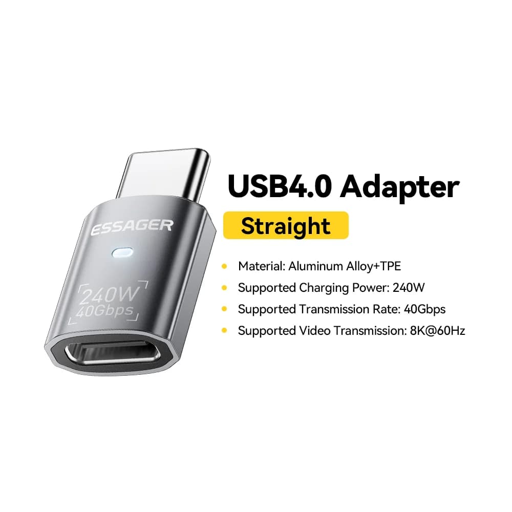USB4.0 240W 90-Graden OTG Data Adapter 8K
