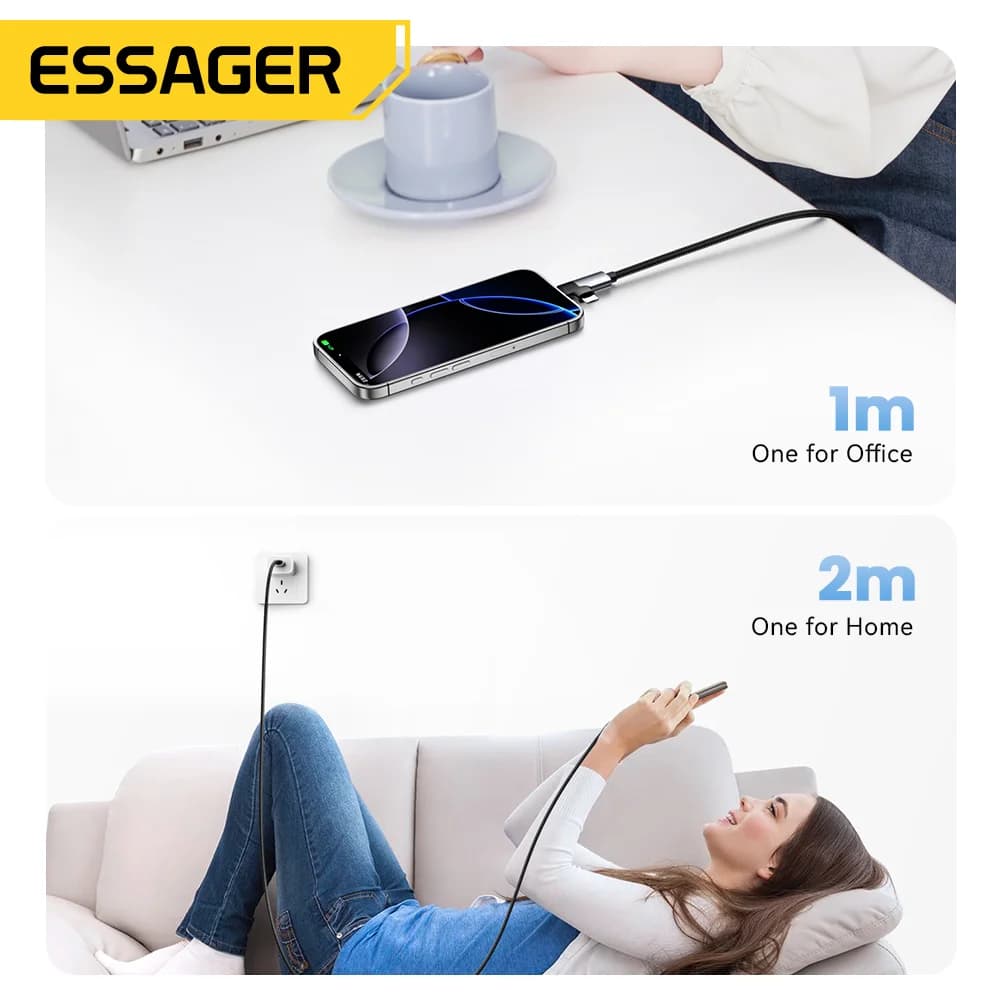 2-in-1 65W PD Snellaadkabel Type-C/USB-A naar Micro