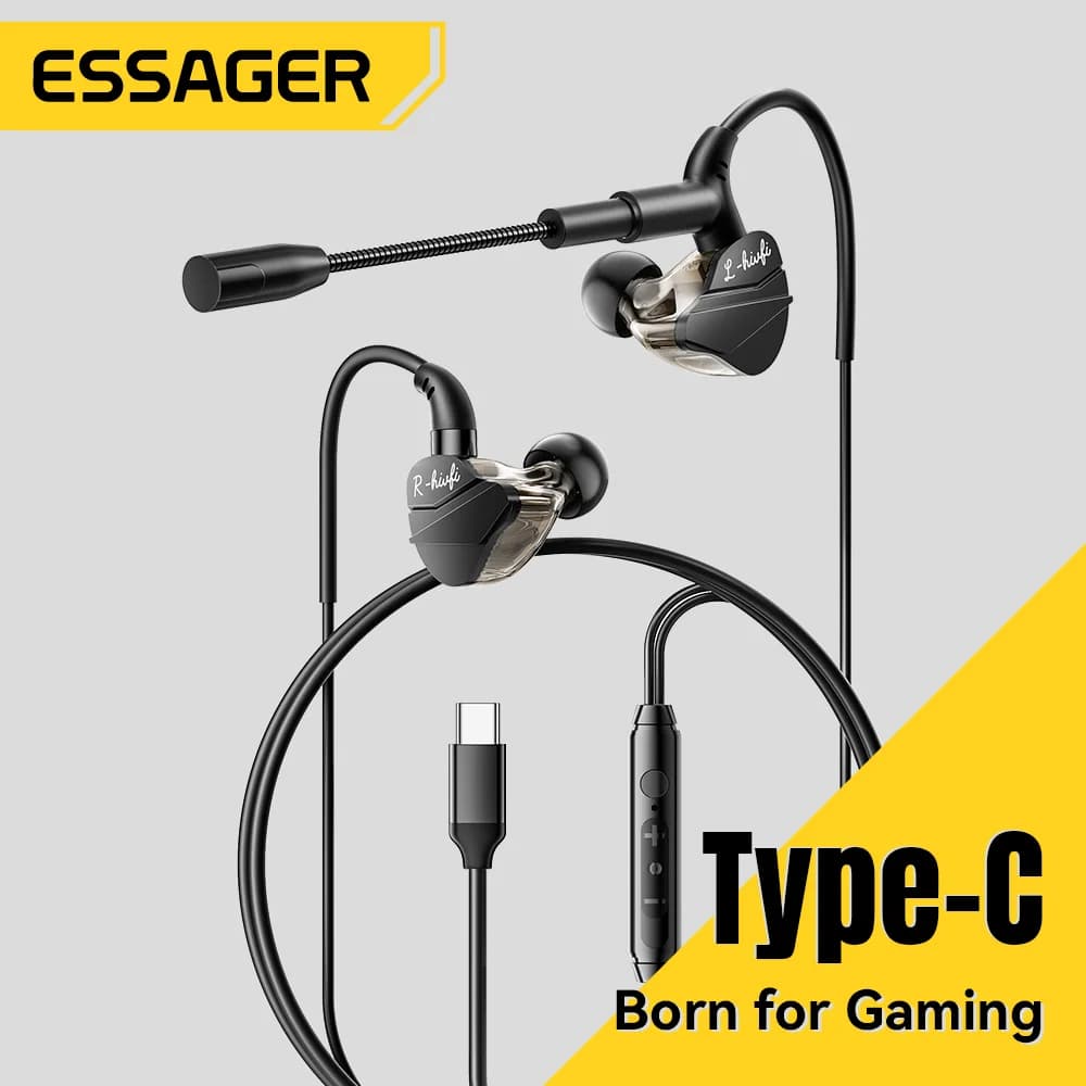 Bedrade gaming-oordopjes met microfoon USB-C/3.5mm