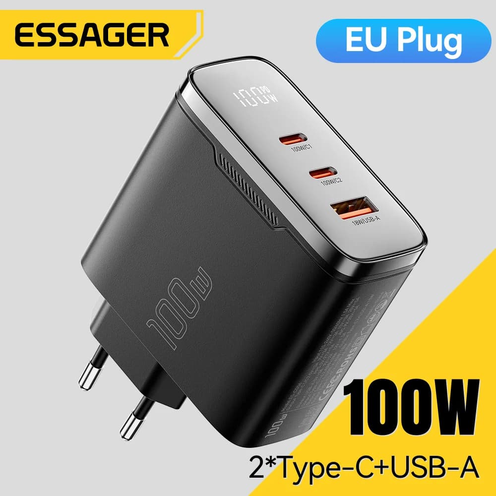 100W GaN USB-C Oplader met Digitaal Display