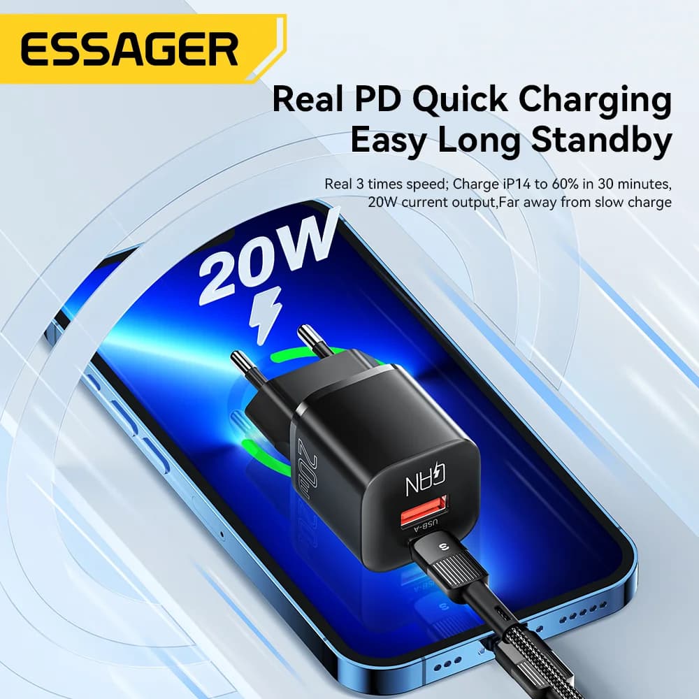 20W GaN USB-C PD Snellader