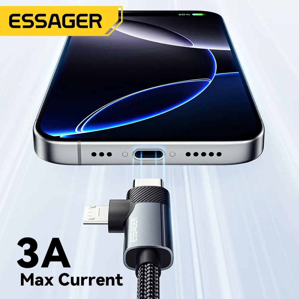 2-in-1 65W PD Snellaadkabel Type-C/USB-A naar Micro