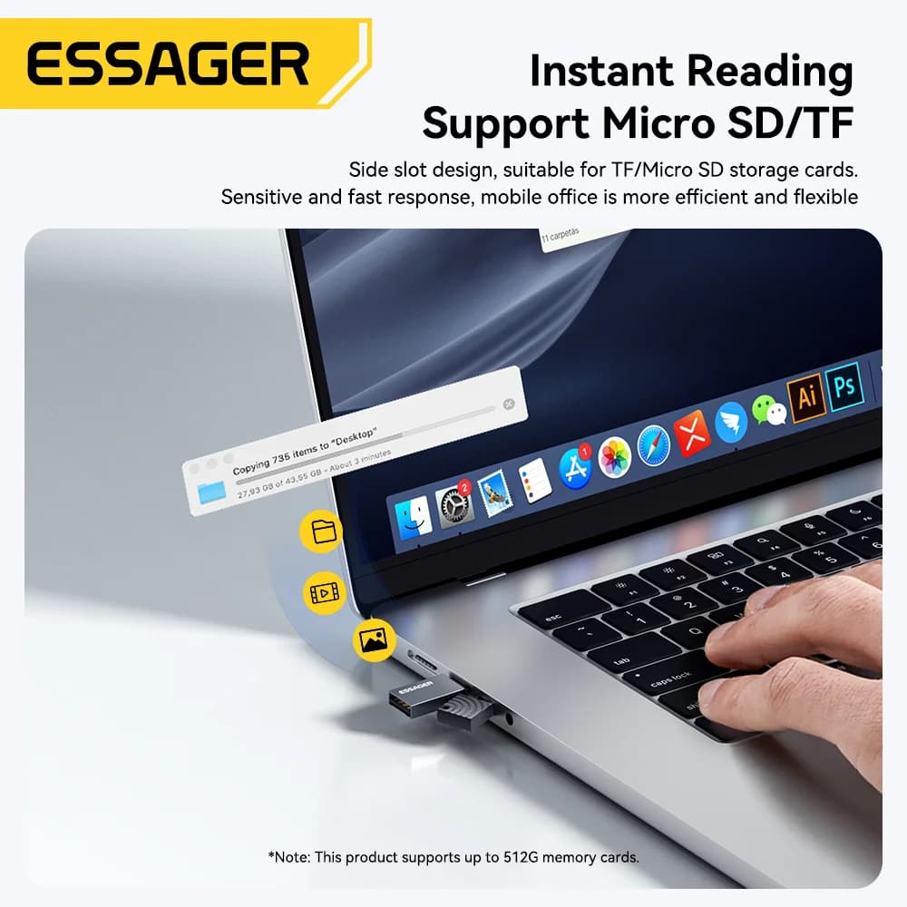 2-in-1 USB-C en USB 2.0 kaartlezer