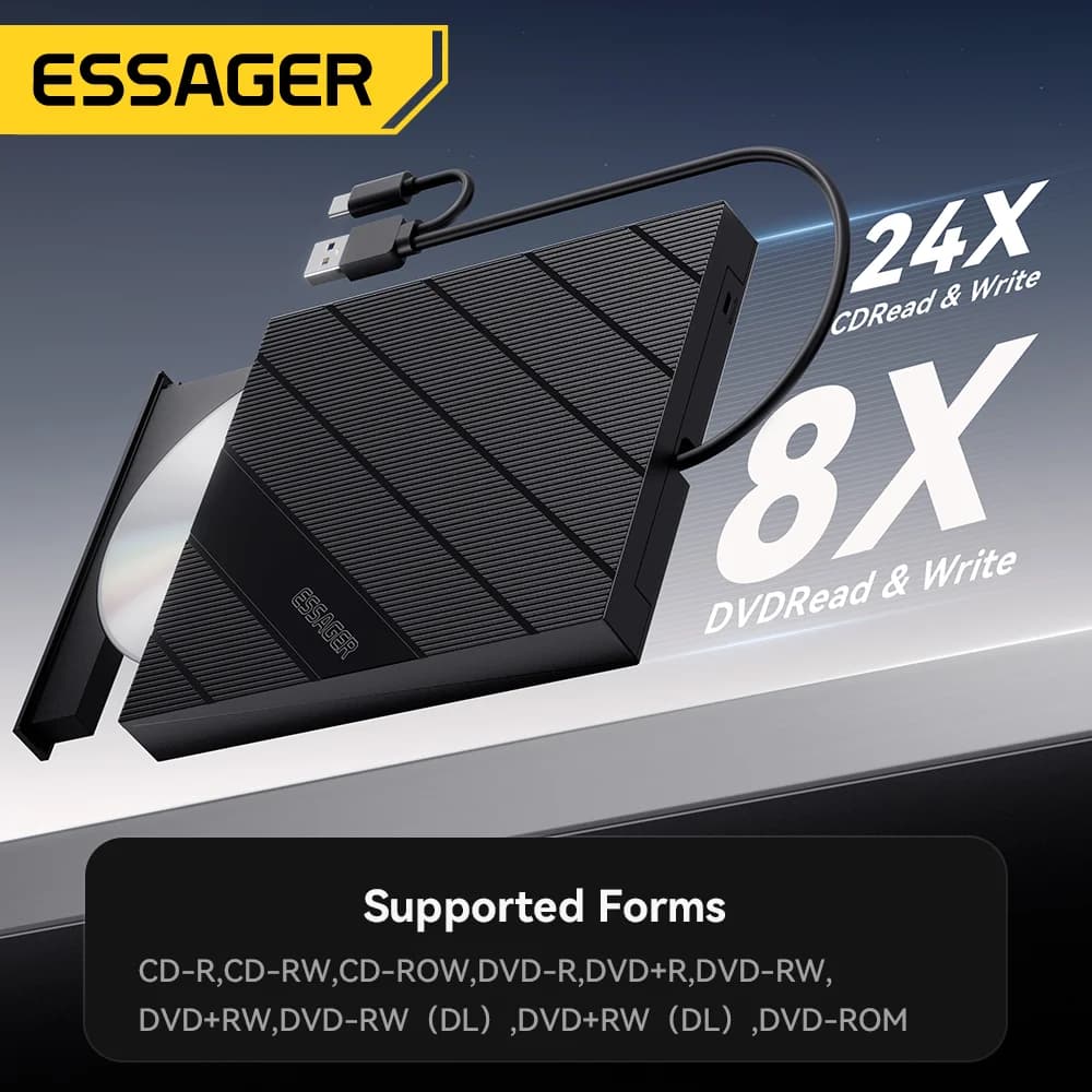 2-in-1 Externe USB CD/DVD Brander Optische Drive