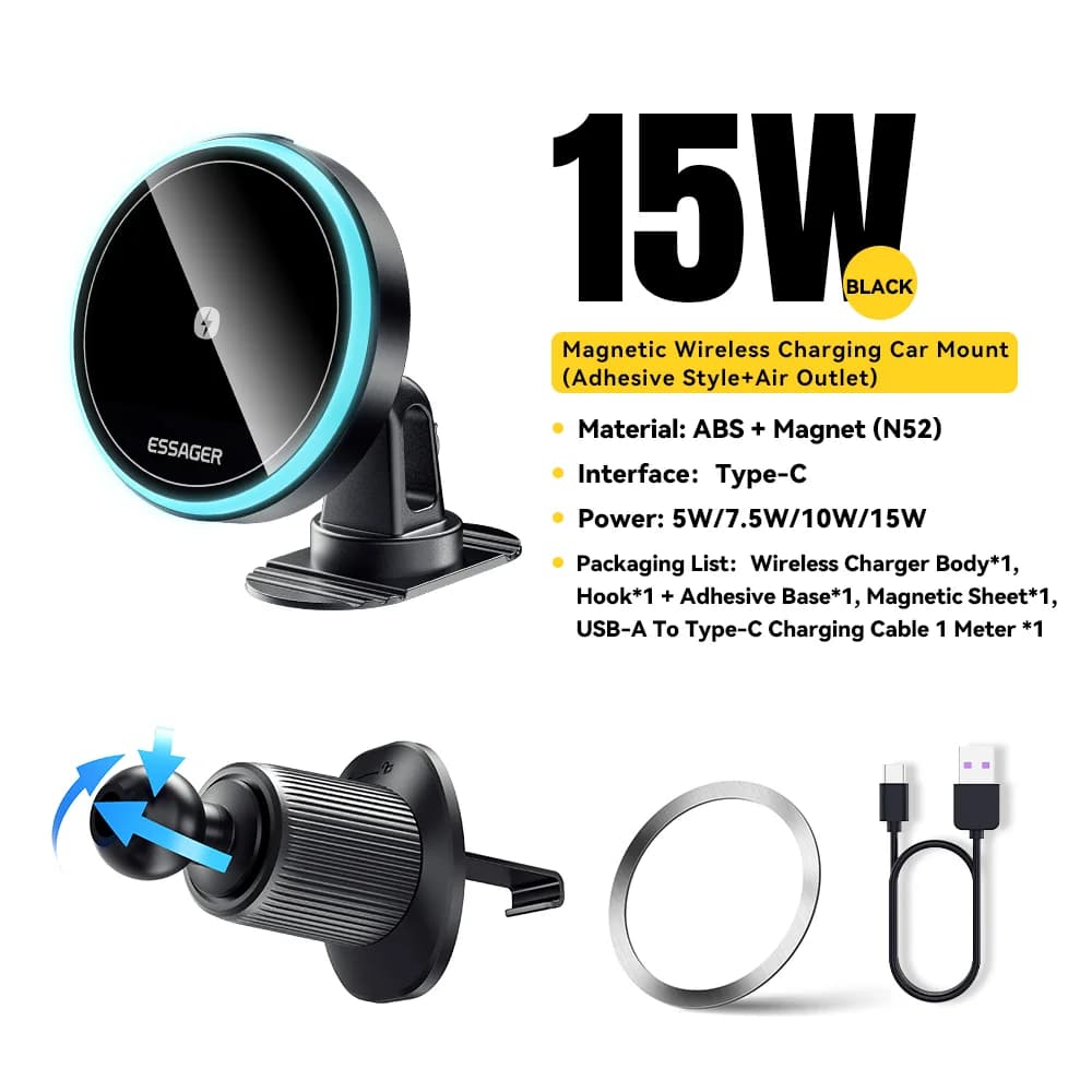 15W Magnetische Draadloze Autolader Beugel met LED