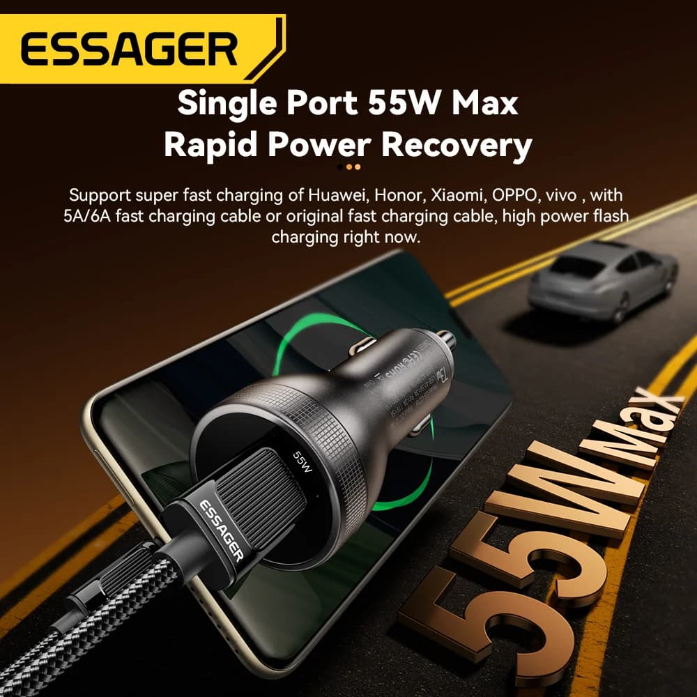 73W USB-C Autolader met Digitaal Display