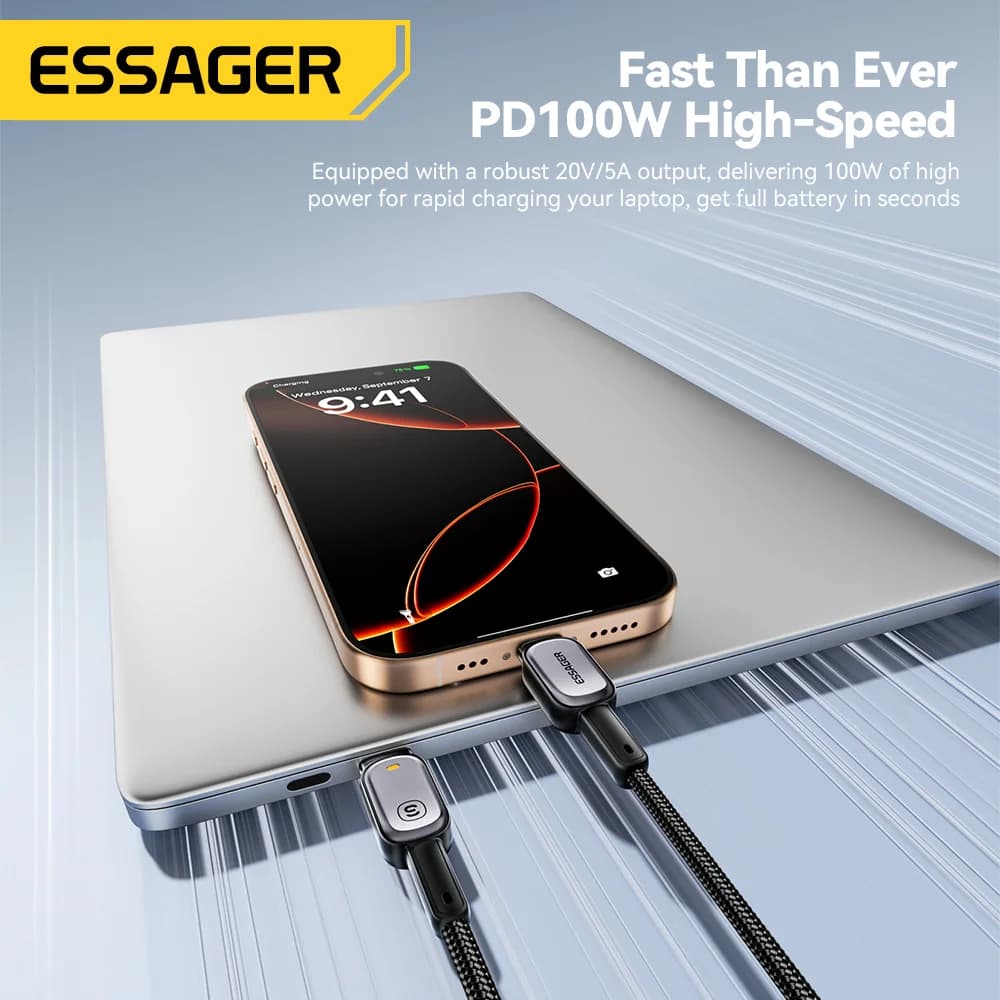 LED 100W USB-C naar USB-C kabel, 5A PD snel laden