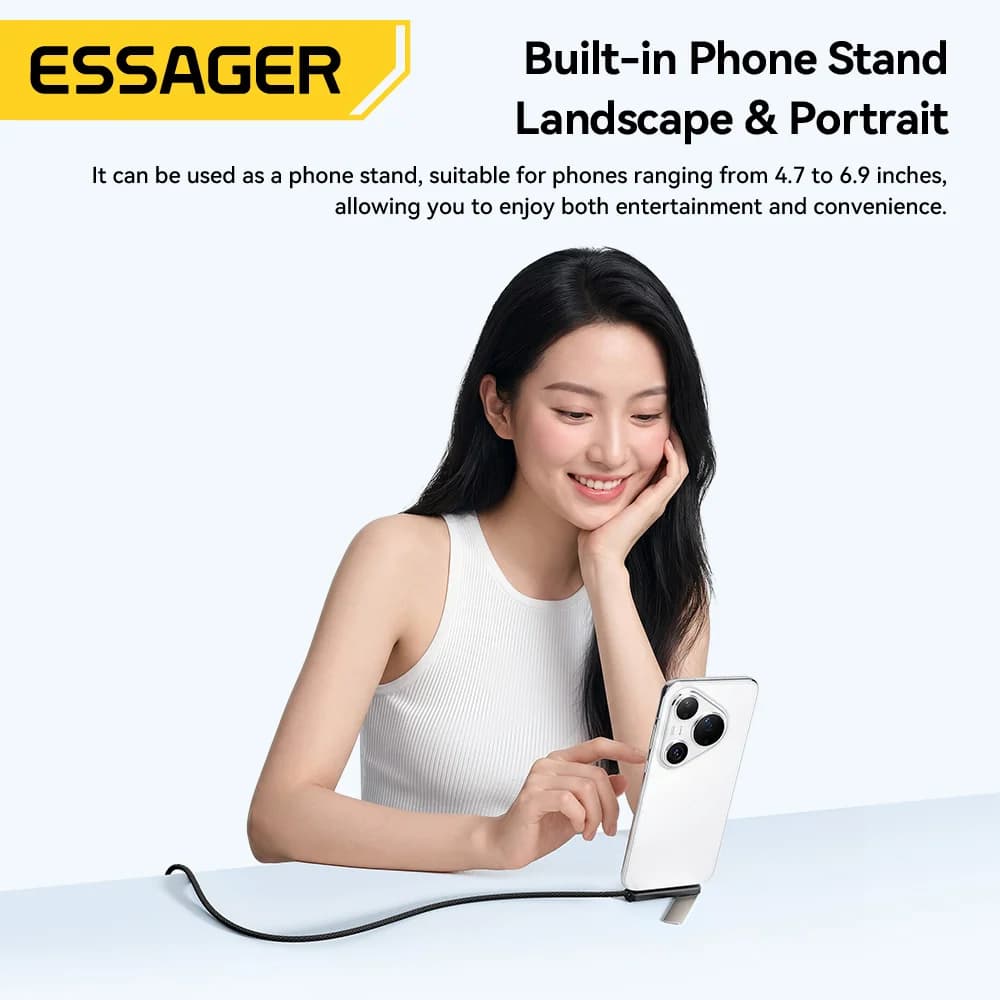 2-in-1 USB-C-kabel met elleboog en telefoonhouder