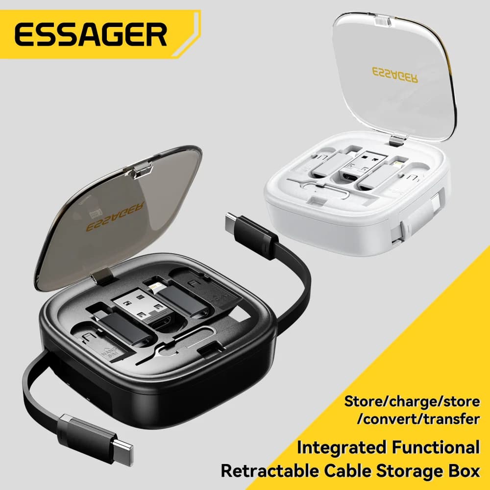 60W multifunctionele USB-C kabelset met pin-opbergdoos