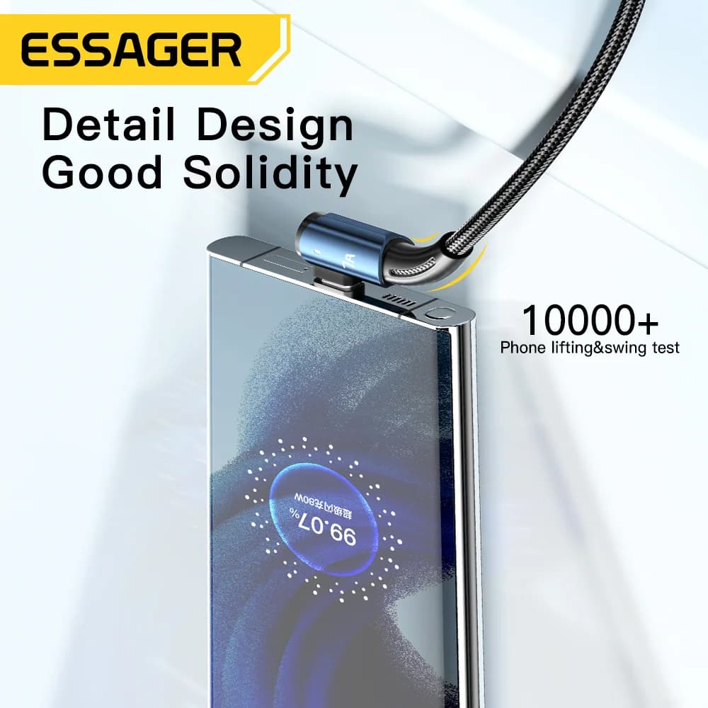 7A USB Type-C kabel met 90° hoek en 100W opladen