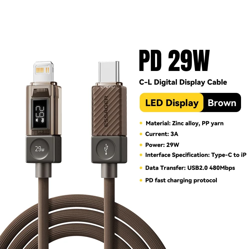 USB-C naar Lightning-kabel met digitaal display