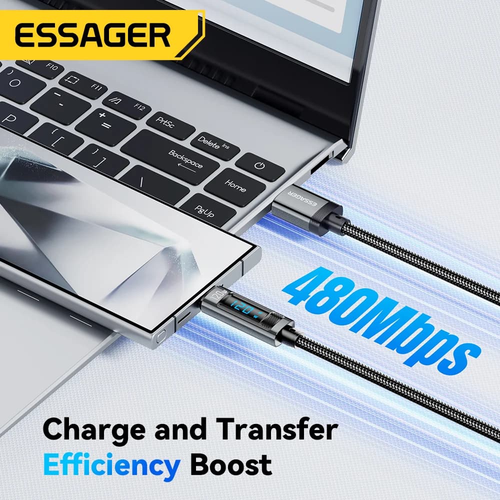 120W USB-C Snellaadkabel met LED-display
