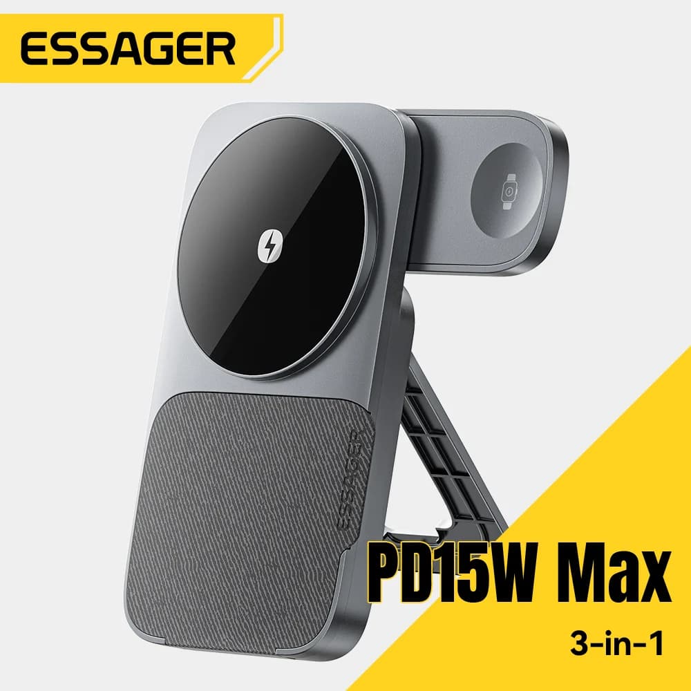 3-in-1 Opvouwbaar 15W Magnetisch Draadloos Oplader Stand
